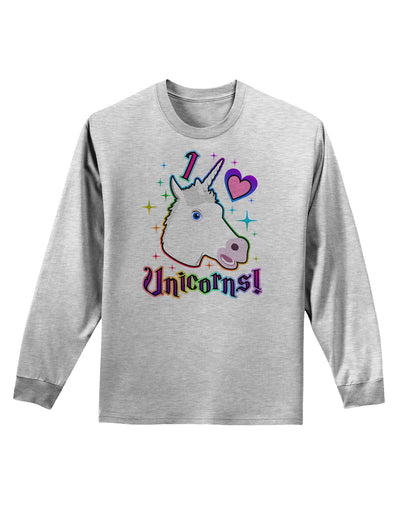 I love Unicorns Adult Long Sleeve Shirt-Long Sleeve Shirt-TooLoud-AshGray-Small-Davson Sales