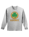 Shamrock Button - Lucky Adult Long Sleeve Shirt by TooLoud-Long Sleeve Shirt-TooLoud-AshGray-Small-Davson Sales