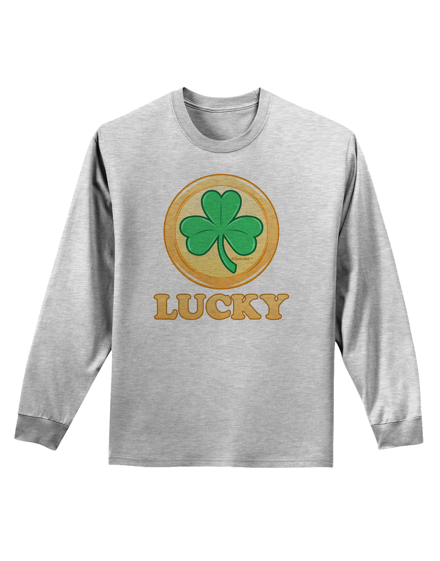 Shamrock Button - Lucky Adult Long Sleeve Shirt by TooLoud-Long Sleeve Shirt-TooLoud-White-Small-Davson Sales