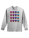 Colorful Cupcake Pattern Adult Long Sleeve Shirt by TooLoud-Long Sleeve Shirt-TooLoud-AshGray-Small-Davson Sales