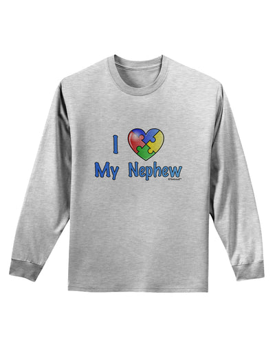 I Heart My Nephew - Autism Awareness Adult Long Sleeve Shirt by TooLoud-Long Sleeve Shirt-TooLoud-AshGray-Small-Davson Sales