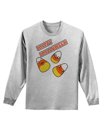 Happy Halloween Cute Candy Corn Adult Long Sleeve Shirt-Long Sleeve Shirt-TooLoud-AshGray-Small-Davson Sales