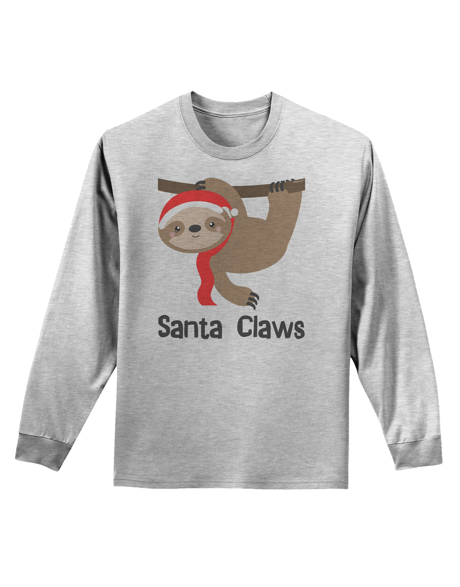 Cute Christmas Sloth - Santa Claws Adult Long Sleeve Shirt by TooLoud-Long Sleeve Shirt-TooLoud-White-Small-Davson Sales