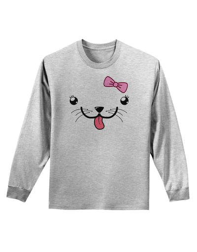 Kyu-T Face - Puppina Cute Girl Puppy Dog Adult Long Sleeve Shirt-Long Sleeve Shirt-TooLoud-AshGray-Small-Davson Sales