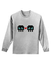 8-Bit Skull Love - Boy and Boy Adult Long Sleeve Shirt-Long Sleeve Shirt-TooLoud-AshGray-Small-Davson Sales