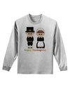 Cute Pilgrim Couple Happy Thanksgiving Adult Long Sleeve Shirt-Long Sleeve Shirt-TooLoud-AshGray-Small-Davson Sales