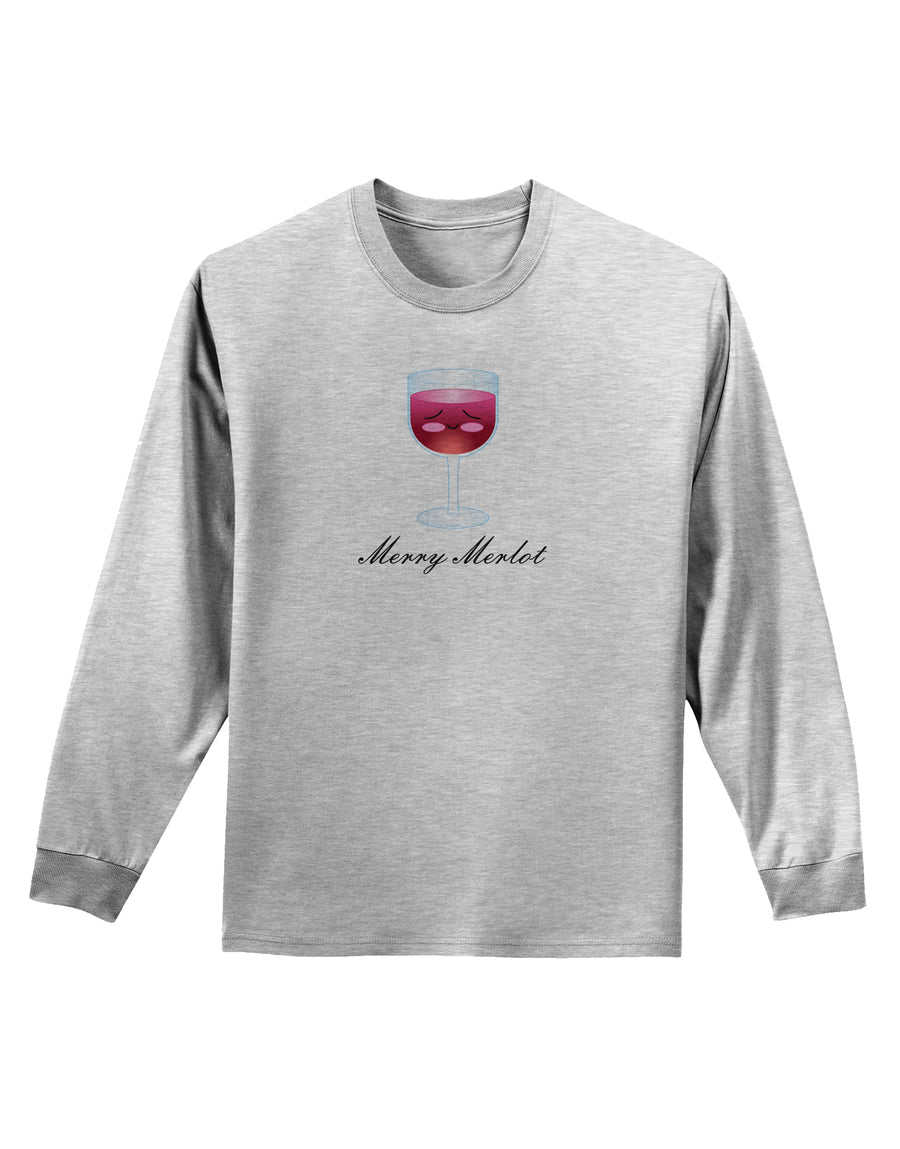 Merry Merlot Text Adult Long Sleeve Shirt-Long Sleeve Shirt-TooLoud-White-Small-Davson Sales