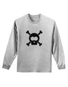 Black Skull and Crossbones Adult Long Sleeve Shirt-Long Sleeve Shirt-TooLoud-AshGray-Small-Davson Sales