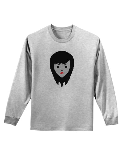 Cute Pixel Vampire Female Adult Long Sleeve Shirt-Long Sleeve Shirt-TooLoud-AshGray-Small-Davson Sales