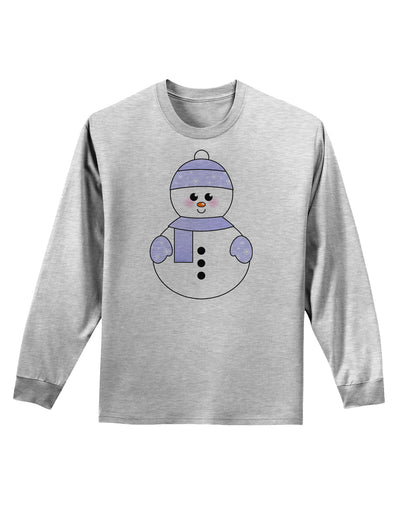 Cute Snowman With Hat and Scarf Christmas Adult Long Sleeve Shirt-Long Sleeve Shirt-TooLoud-AshGray-Small-Davson Sales