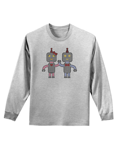 Cute Robot Love Adult Long Sleeve Shirt-Long Sleeve Shirt-TooLoud-AshGray-Small-Davson Sales