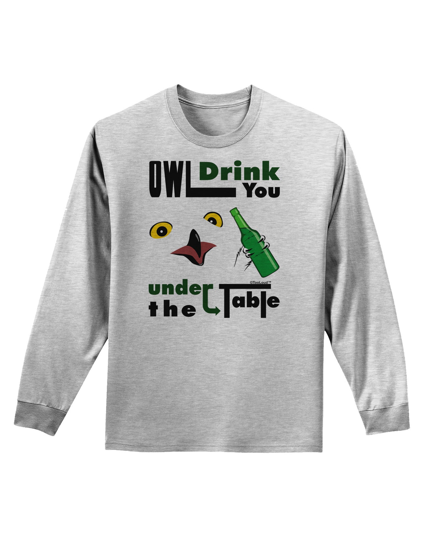 Owl Drink You Under the Table Adult Long Sleeve Shirt-Long Sleeve Shirt-TooLoud-AshGray-Small-Davson Sales
