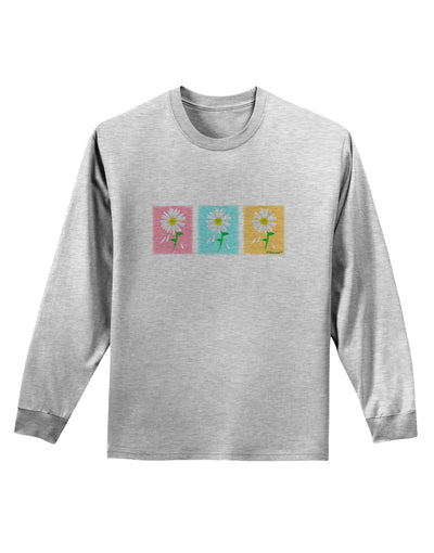 Pretty Daisies Watercolor Adult Long Sleeve Shirt-Long Sleeve Shirt-TooLoud-AshGray-Small-Davson Sales