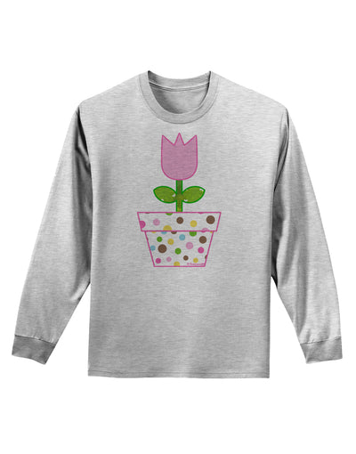 Easter Tulip Design - Pink Adult Long Sleeve Shirt by TooLoud-Long Sleeve Shirt-TooLoud-AshGray-Small-Davson Sales