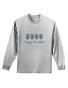 Happy Hanukkah Blue Dreidels Adult Long Sleeve Shirt-Long Sleeve Shirt-TooLoud-AshGray-Small-Davson Sales