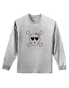 Skull and Crossbones Girl Adult Long Sleeve Shirt-Long Sleeve Shirt-TooLoud-AshGray-Small-Davson Sales