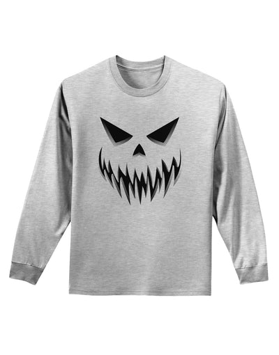 Scary Evil Jack O' Lantern Pumpkin Face Adult Long Sleeve Shirt-Long Sleeve Shirt-TooLoud-AshGray-Small-Davson Sales