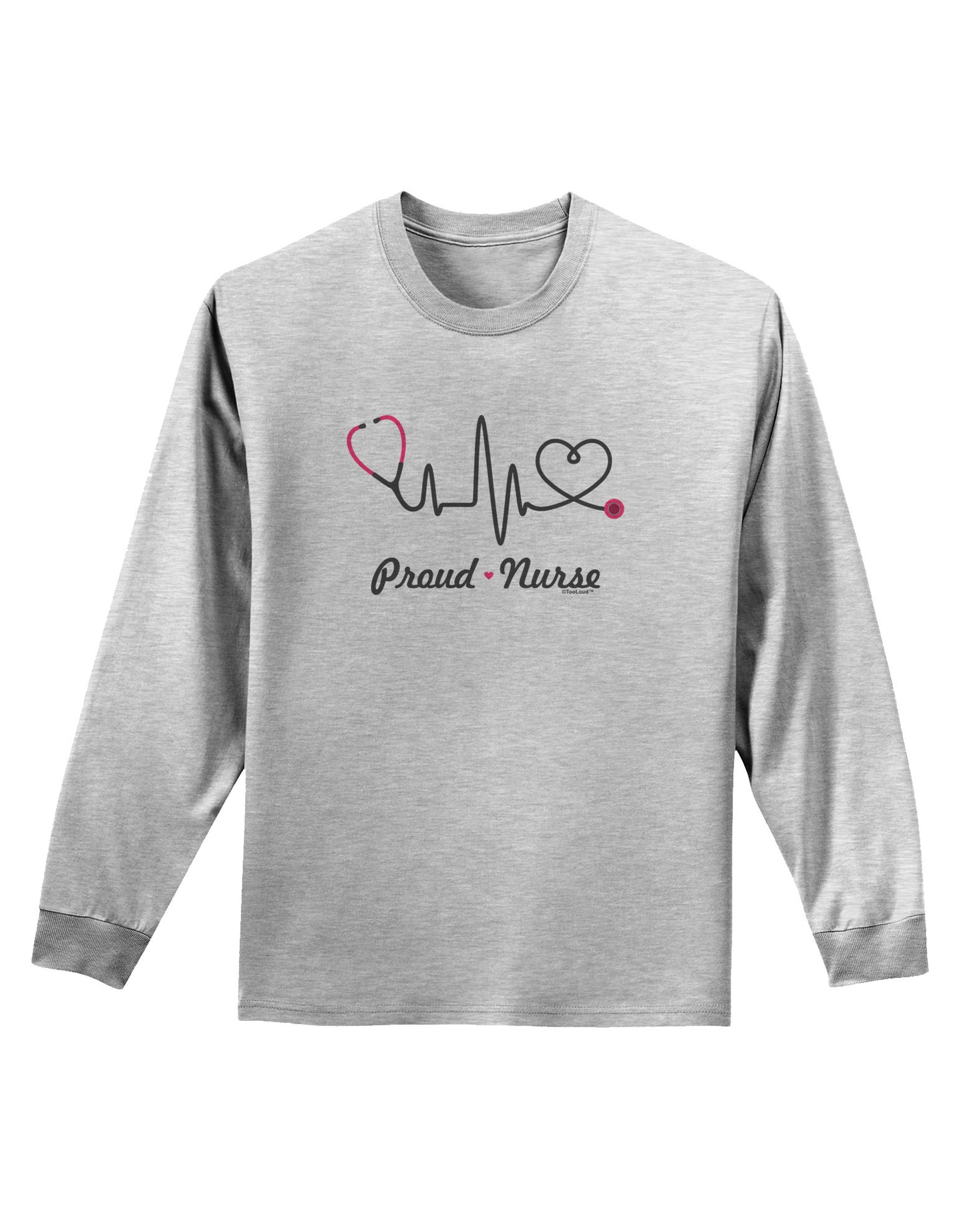 Stethoscope Heartbeat Text Adult Long Sleeve Shirt-Long Sleeve Shirt-TooLoud-AshGray-Small-Davson Sales