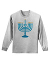 Hanukkah Menorah Adult Long Sleeve Shirt-Long Sleeve Shirt-TooLoud-AshGray-Small-Davson Sales