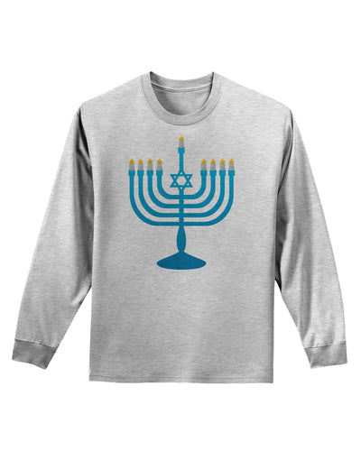 Hanukkah Menorah Adult Long Sleeve Shirt-Long Sleeve Shirt-TooLoud-AshGray-Small-Davson Sales