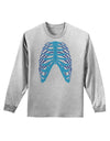 Human Blue Skeleton Bones Ribcage Adult Long Sleeve Shirt-Long Sleeve Shirt-TooLoud-AshGray-Small-Davson Sales