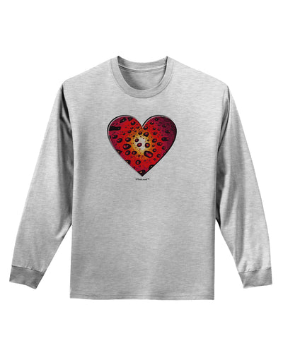 Water Droplet Heart Red Adult Long Sleeve Shirt by TooLoud-Long Sleeve Shirt-TooLoud-AshGray-Small-Davson Sales