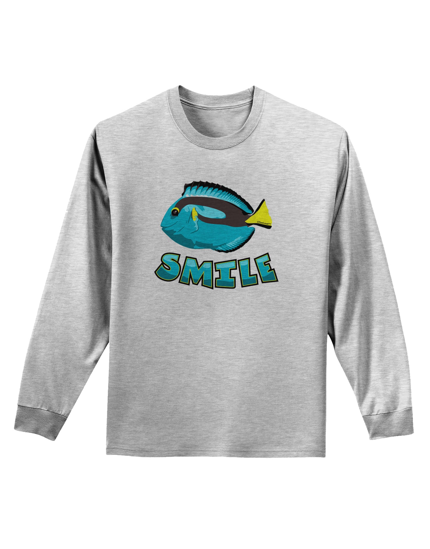 Blue Tang Fish - Smile Adult Long Sleeve Shirt-Long Sleeve Shirt-TooLoud-AshGray-Small-Davson Sales