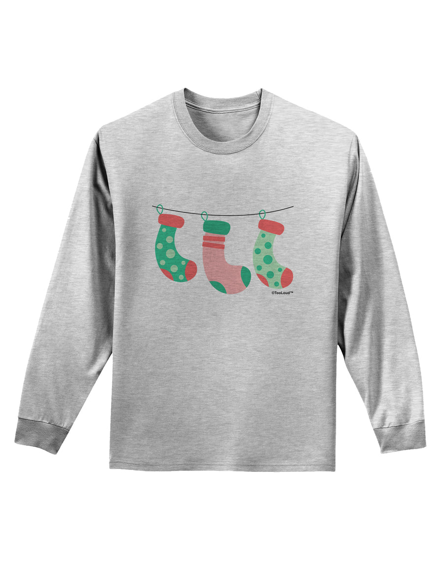 Cute Hanging Christmas Stockings Adult Long Sleeve Shirt by TooLoud-Long Sleeve Shirt-TooLoud-White-Small-Davson Sales