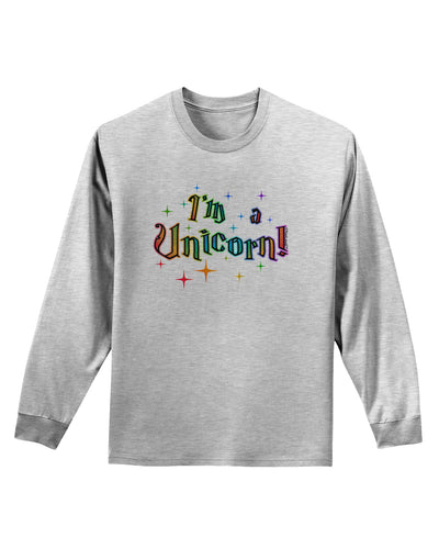 I'm a Unicorn Text Adult Long Sleeve Shirt-Long Sleeve Shirt-TooLoud-AshGray-Small-Davson Sales