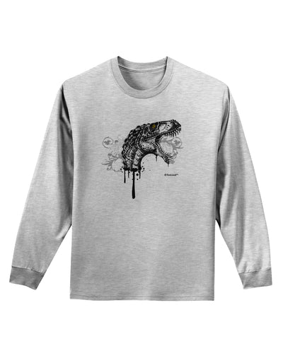 Artistic Ink Style Dinosaur Head Design Adult Long Sleeve Shirt by TooLoud-Long Sleeve Shirt-TooLoud-AshGray-Small-Davson Sales