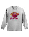 Cute Gobble Turkey Pink Adult Long Sleeve Shirt-Long Sleeve Shirt-TooLoud-AshGray-Small-Davson Sales