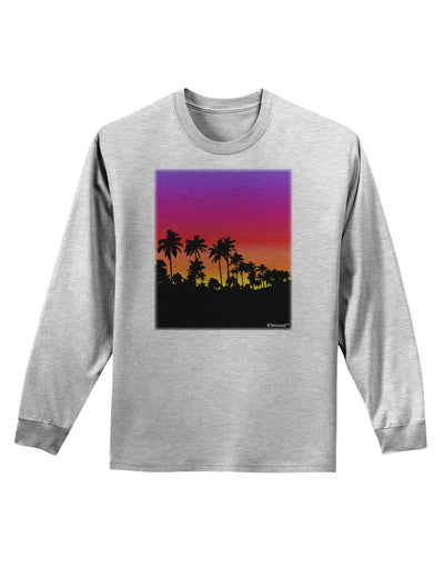 Palm Trees and Sunset Design Adult Long Sleeve Shirt by TooLoud-Long Sleeve Shirt-TooLoud-AshGray-Small-Davson Sales