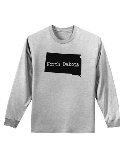 North Dakota - United States Shape Adult Long Sleeve Shirt by TooLoud-Long Sleeve Shirt-TooLoud-AshGray-Small-Davson Sales