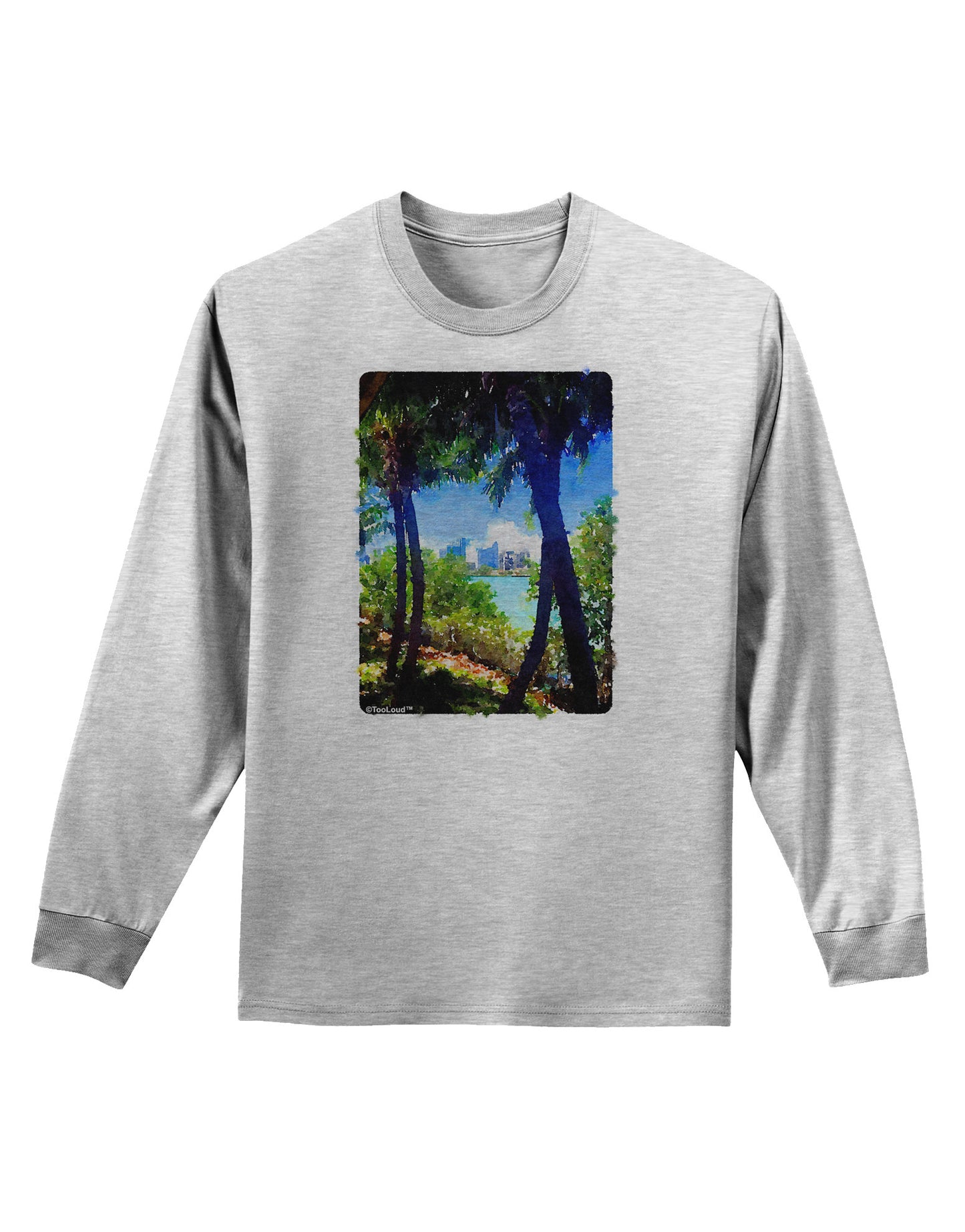 Tropical Skyline Adult Long Sleeve Shirt-Long Sleeve Shirt-TooLoud-AshGray-Small-Davson Sales