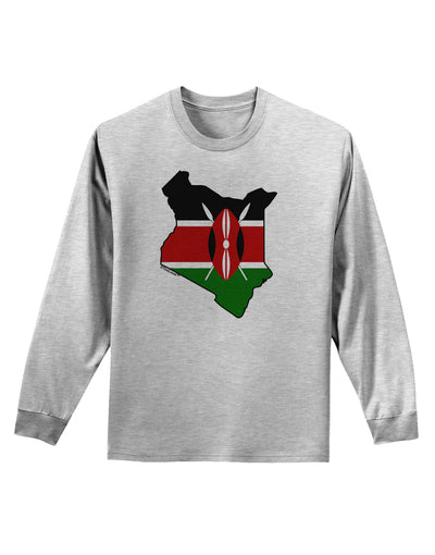 Kenya Flag Silhouette Adult Long Sleeve Shirt-Long Sleeve Shirt-TooLoud-AshGray-Small-Davson Sales