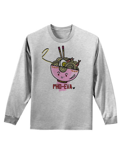 TooLoud Matching Pho Eva Pink Pho Bowl Adult Long Sleeve Shirt-Long Sleeve Shirt-TooLoud-AshGray-Small-Davson Sales