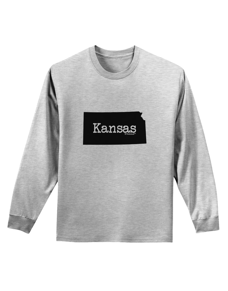 Kansas - United States Shape Adult Long Sleeve Shirt by TooLoud-Long Sleeve Shirt-TooLoud-White-Small-Davson Sales