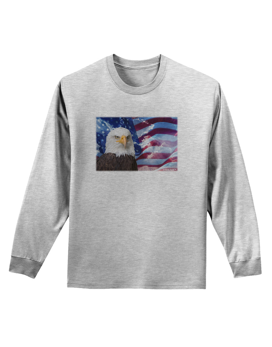 All American Eagle Adult Long Sleeve Shirt-Long Sleeve Shirt-TooLoud-White-Small-Davson Sales