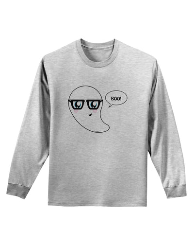 Cute Nerd Ghost Boo Halloween Adult Long Sleeve Shirt-Long Sleeve Shirt-TooLoud-AshGray-Small-Davson Sales