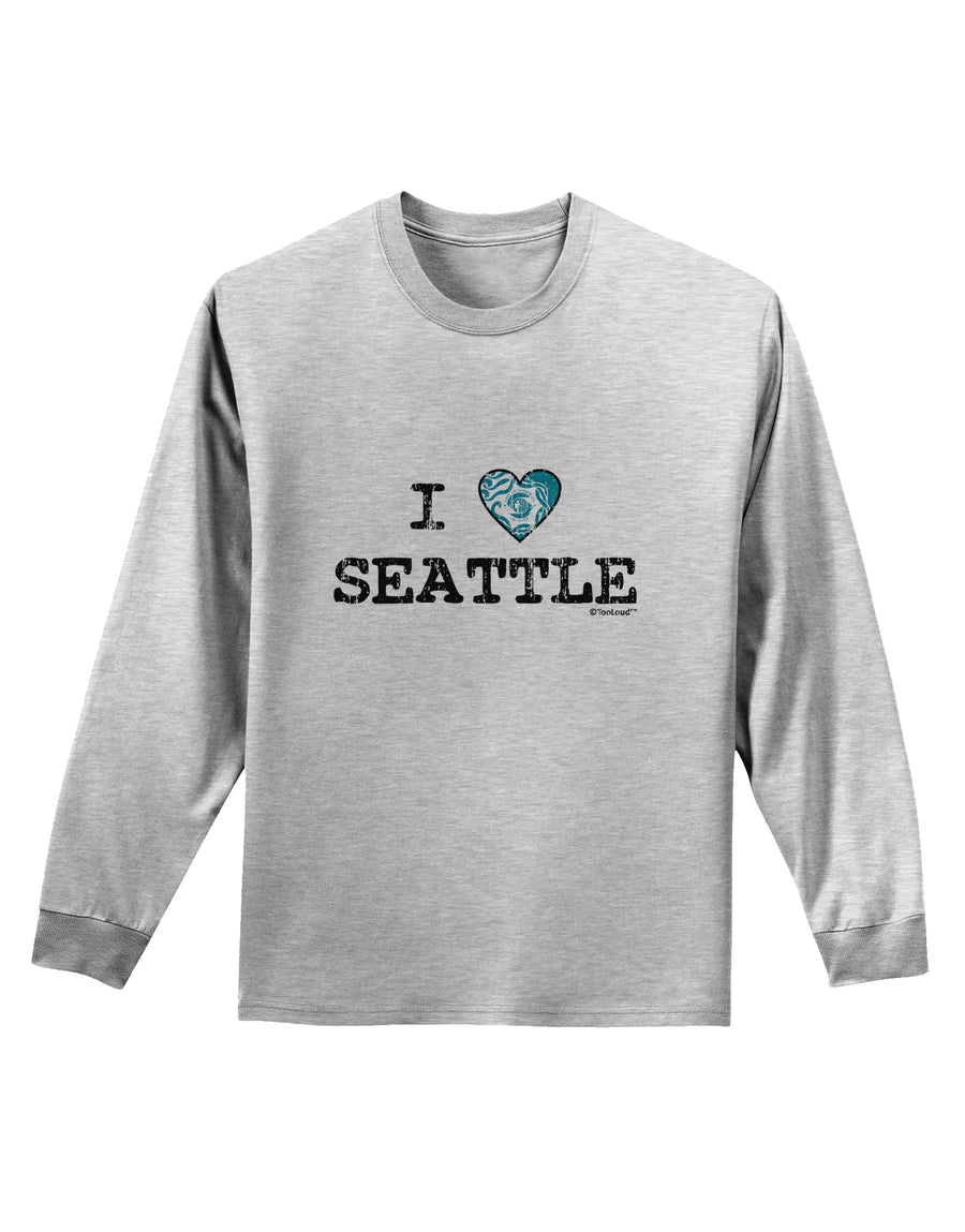 Distressed I Heart Seattle - Heart Flag Adult Long Sleeve Shirt by TooLoud-Long Sleeve Shirt-TooLoud-White-Small-Davson Sales