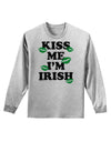 Kiss Me I'm Irish - Green Kisses Adult Long Sleeve Shirt by TooLoud-Clothing-TooLoud-AshGray-Small-Davson Sales