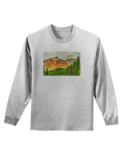 Colorado Forrest Watercolor Adult Long Sleeve Shirt-Long Sleeve Shirt-TooLoud-AshGray-Small-Davson Sales