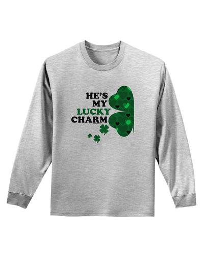 He's My Lucky Charm - Left Adult Long Sleeve Shirt-Long Sleeve Shirt-TooLoud-AshGray-Small-Davson Sales