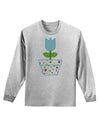 Easter Tulip Design - Blue Adult Long Sleeve Shirt by TooLoud-Long Sleeve Shirt-TooLoud-AshGray-Small-Davson Sales