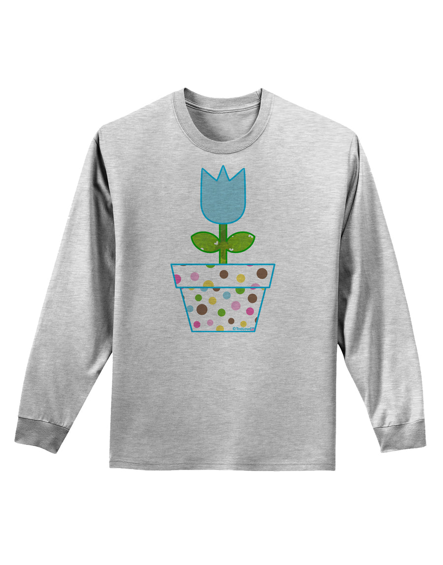 Easter Tulip Design - Blue Adult Long Sleeve Shirt by TooLoud-Long Sleeve Shirt-TooLoud-White-Small-Davson Sales