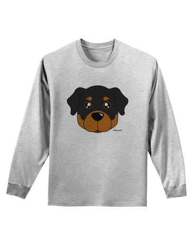 Cute Rottweiler Dog Adult Long Sleeve Shirt by TooLoud-Long Sleeve Shirt-TooLoud-AshGray-Small-Davson Sales