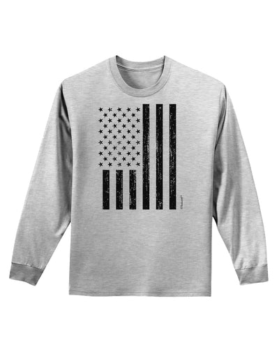 Stamp Style American Flag - Distressed Adult Long Sleeve Shirt by TooLoud-Long Sleeve Shirt-TooLoud-AshGray-Small-Davson Sales