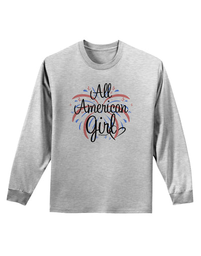 All American Girl - Fireworks and Heart Adult Long Sleeve Shirt by TooLoud-Long Sleeve Shirt-TooLoud-AshGray-Small-Davson Sales