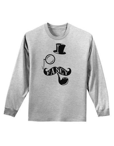 Fancy Tophat Mustache Pipe and Monocle Adult Long Sleeve Shirt-Long Sleeve Shirt-TooLoud-AshGray-Small-Davson Sales