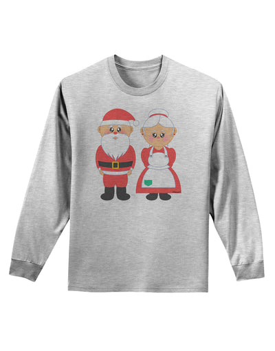 Cute Mr and Mrs Santa Claus Couple Christmas Adult Long Sleeve Shirt-Long Sleeve Shirt-TooLoud-AshGray-Small-Davson Sales